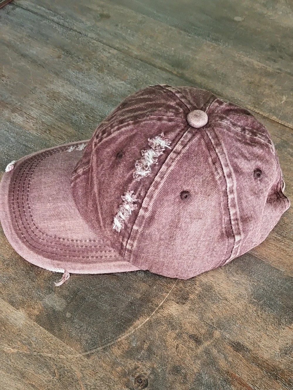 NWT Brown Denim Distressed Baseball Cap